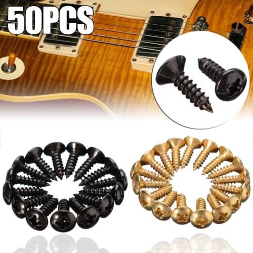 50pcs 3mm*12mm Guitar Screws Silver/Gold/Black Electric Guitar Screws For Pickguard Back Plate Mount DIY Tool
