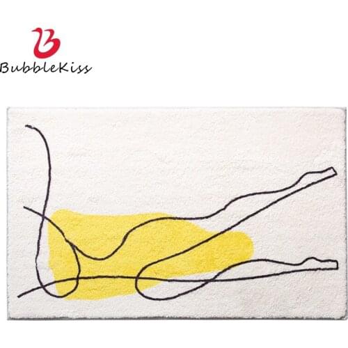 Bubble Kiss Soft Lamb Wool Home Carpet Abstract Line Human Body Lines Pattern Rugs For Living Room Water Absorption Bathroom Mat
