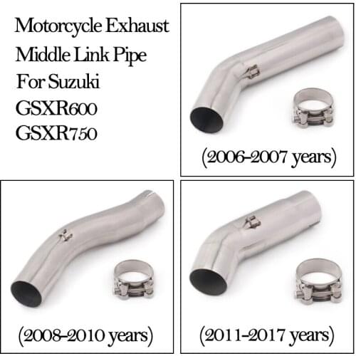 Slip On Motorcycle Exhaust Pipe Modified Escape Moto 51mm Muffler Middle Link Pipe For Suzuki GSXR600 GSXR750 2006-2017 Years