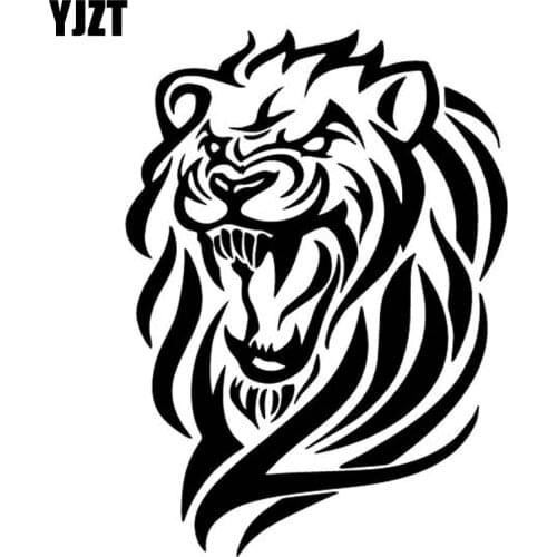 YJZT 12.5CM*17.2CM Angry Lion Fashion Decoration Car Window Car Stickers Vinyl Decal Black/Silver C4-1089