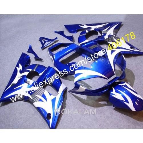 YZF 600 R6 98-02 Motofairing For Yamaha YZF R6 1998-2002 Blue White Bike Body Work Fairing Kit (Injection Molding)