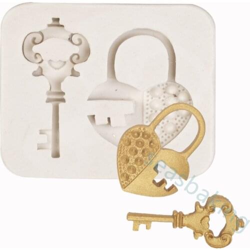 Love Lock Key Silicone Mold Fondant Cake Chocolate Candy Decorating Tools Dessert Chocolate Lace Decoration Supplies