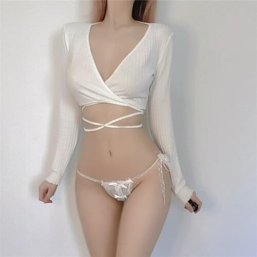 Women Porn Loli Lingerie Lace See Through String Panties Tie Cute Bow Thong Sex Underwear Erotic G-String Allure Sexy Briefs