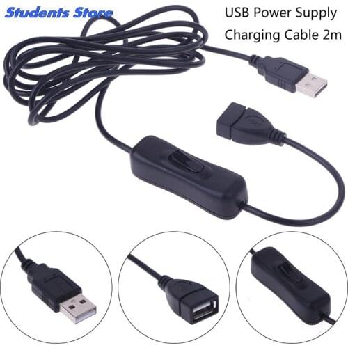 1Pc 2 Meters USB Cable Male to Female Switch ON OFF Cable Toggle LED Lamp Power Line