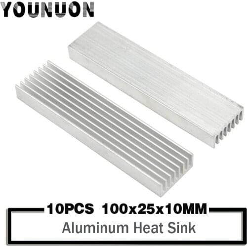 10PCS 100x25x10mm Aluminum Heat Sink Cooling LED Power IC Transistor For Computer