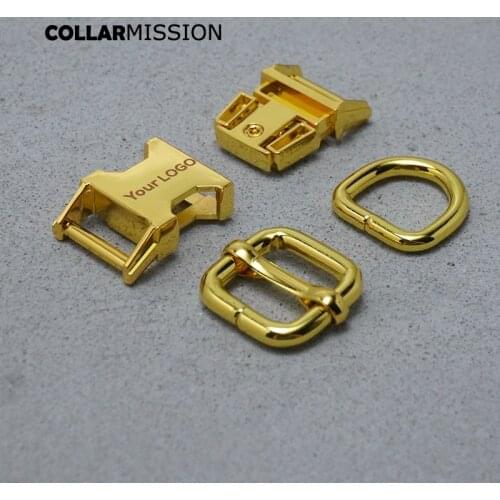 100pcs/lot engraved buckle 15mm(metal buckle+adjust buckle+D ring) DIY cat dog collar webbing sewing accessory 8 colours