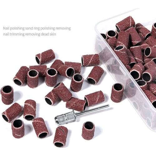 100pcs Nail Art Sanding Bands 180/120/80 Grit Gel Polish Remover Tool Electric Mandrel Holder Nail Machine Nail Drill Bits