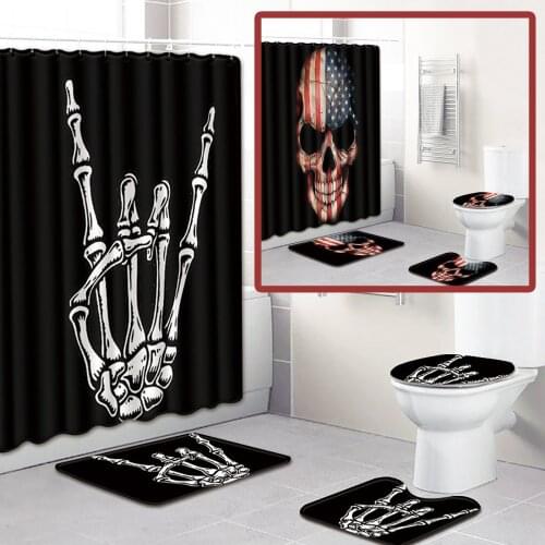 4pc Bathroom Mat Halloween Shower Curtain Bathroom Absorbent Non-slip Mat Fashion New High-quality Non-slip Bath Mat Carpet