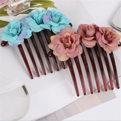 5 Colors Beautiful Women Popular Simulation Flower Bride Hair Comb Headdress Beach Photo Hairpin Comb