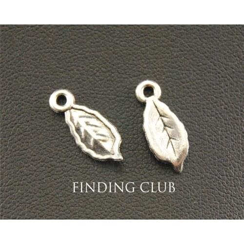 50pcs Silver Color leaf mini Charm Pendant DIY Necklace Charm Bracelet Bangle 11x16mm A1326