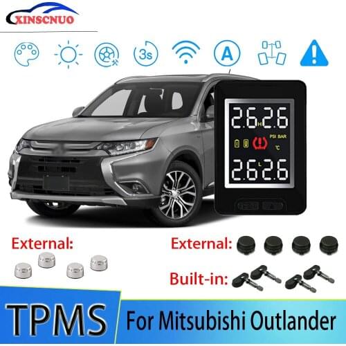 XINSCNUO Car Electronics Wireless For Mitsubishi Outlander TPMS Tire Pressure Monitoring System Sensor LCD Display