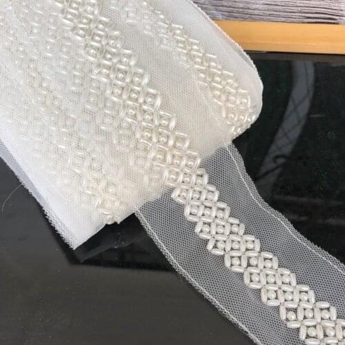 Off White Stringing Beaded Lace Trim DIY Handmade Wedding Dress Clothes Wool Bead Lace Accessories Lace Fabric