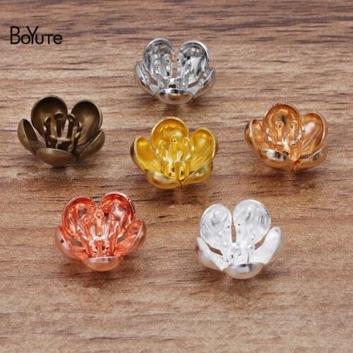 BoYuTe (100 Pieces/Lot) 12MM Metal Brass Filigree Flower Stamen Bead Caps Diy Jewelry Accessories Flower Stamen
