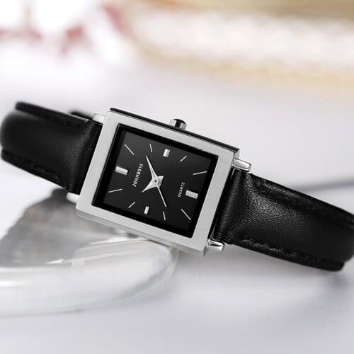 John Boss Old Classic Ultra thin Square Watch Couple Quartz Move Sapphire Rectangle Watch women Leather Strap waterproof watch