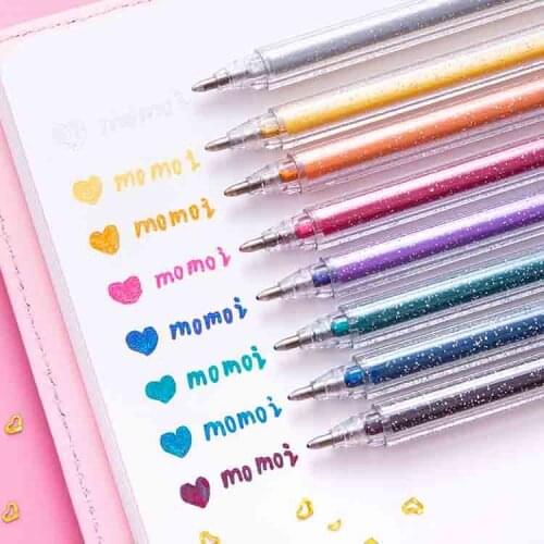 1.0mm Flash Glitter Colored Gel Pen Stardust Painting Pen Highlighters Pen Art Markers for Scrapbooking Diy Stationary