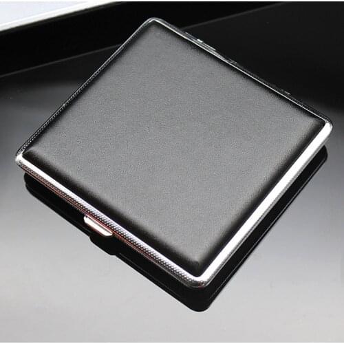 Classic Double-Open Leather Cigars Cigarette Cases for 20pcs Cigarettes Stainless Steel Tobacco Cigarette Box Cigarette Tools