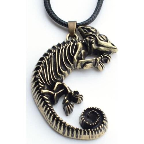 Gothic Skull Chameleon Necklace Punk Biker Animal Pendant Fashion Men Cool Punk Jewelry