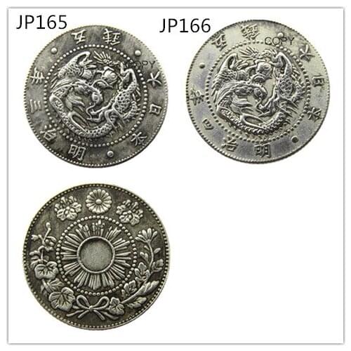 JP(165-166)Japan Asia Meiji 3/4 Year 10 Sen Silver Plated Coin Copy