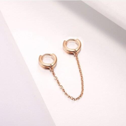 Pure 18K Rose Gold Earrings AU750 Gold Round Hoop Earrings Women Gift