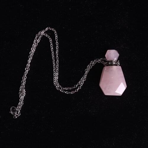 Hot Sale Stainless Steel Natural Stone Pendant Delicate Crystal Perfume Bottles Necklace Pendants For Women Jewelry Decoration