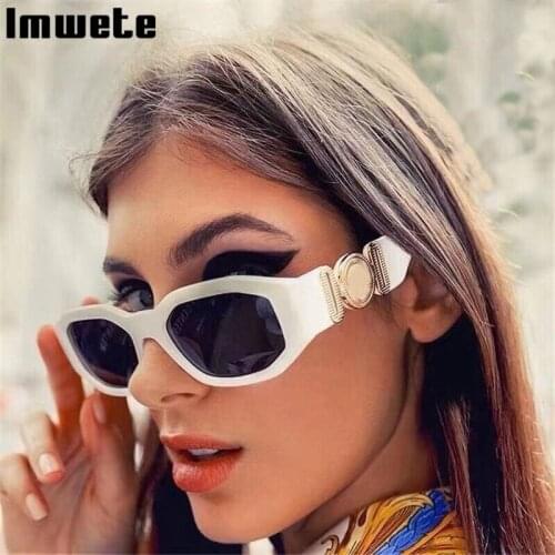 Imwete Trendy Womens Sunglasses Small Frame Fashion Mens Sun Glasses Retro Polygonal Metal Hinge Personality Eyewear