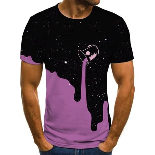 Mens and womens summer clothes pour milk 3DT shirt graffiti hip-hop print short-sleeved round neck slim casual childrens T-sh