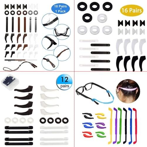 Glasses Accessories Set: Glasses Non-slip Cover, Silicone Adjustment Glasses Rope, Round Ear Hook, Ear Clip, Glasses Belt P011