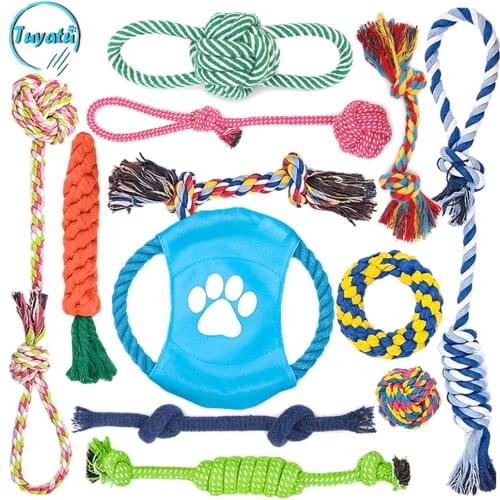 12pcs Interactive Large Small Dog Toy Sets Dog Chew Rope Toys for Big Small Dogs Toothbrush Ball Toy for Puppy Dogs Accessories