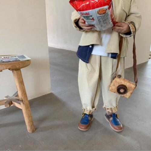 2021 new girls boys corduroy long pants cotton autumn cool kids pants