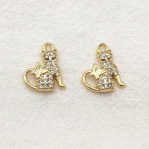 New Arrival! 13x10mm 30pcs 18kgp Gold Color Copper Cubic Zirconia Charm for Handmade Necklace Earring DIY Parts Jewelry Findings