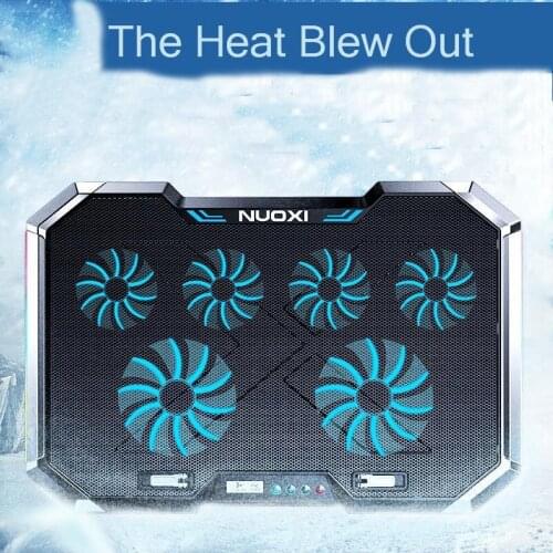 1pc Q8 Notebook Cooler Pad 6 Fans 7 Levels Adjustable Laptop Stand Liquid Crystal Screen 2 USB Ports Cooler