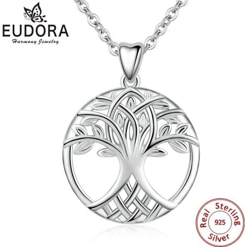 Eudora 925 Sterling Silver Celtics Knot Pendant Tree of life Necklace Tree charm for Women Fashion Jewelry Birthday gift D52