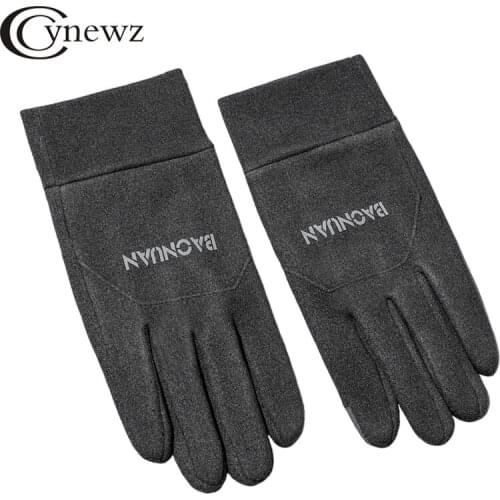 Fashion Mens Gloves Business Autumn Soft Rabbit Wool Elastic Touch Screen Full Finger Warm Cycling Gloves for Male Winter