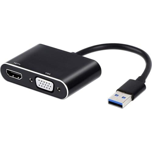 USB 3.0 to HDMI to VGA two in one converter USB splitter 1080p USB to HDMI VGA
