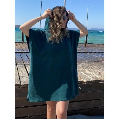 85x70cm Wearable Beach Towel Summer 2021 Season Cotton Plain Dyed Wowen Super Soft And Absorbent Green Textile Beach Soft Towel