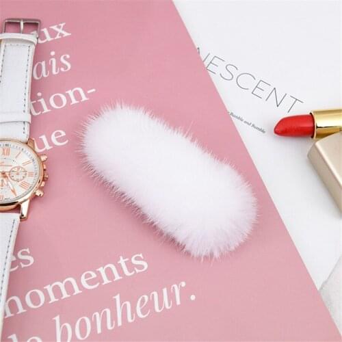 Handmade Mink Fur Hair Clips Pin For Women Fashion Drop Shape Barrettes Headwear Girls Sweet Hairpins Hair Accessorie Multicolor