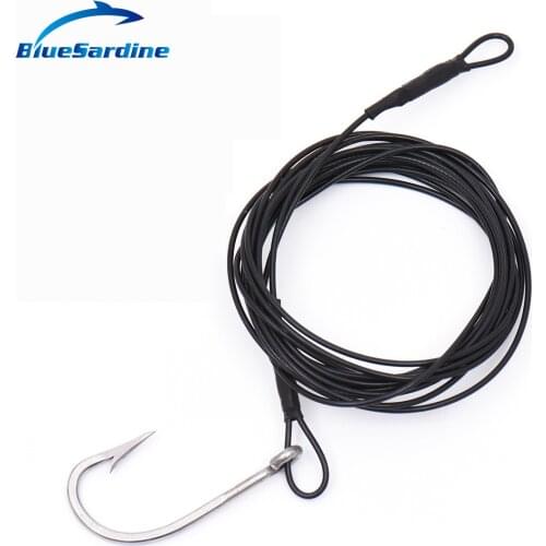 BlueSardine Fishhooks Carbon Large Size Fishing Hook with Line Sea Boat Fishing