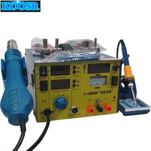 Saike 909D+ 3 in 1 Hot air gun rework station Soldering station dc power supply 220V or 110V 700W