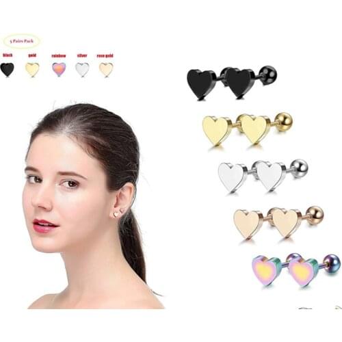 Fashion earrings 2pcs Piercing Jewelry Tragus Stud Earrings Cartilage Helix Heart Shape Ear Studs women Party Jewelry