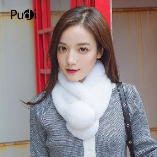 SCM051 Rex Rabbit Fur Scarf Scarves Neck Warmer Natural Fox Fur Wrap Cape Shawl Poncho Snood With Fur Ball 65*13cm