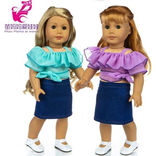 18 Inch Doll Chiffon clothes denim dress for 17" New Born Baby Doll Clothes American Doll Clothes toys wear