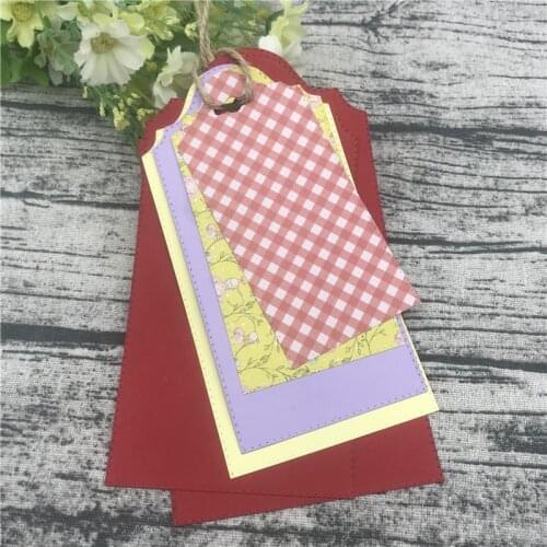 6Pcs Stitched Tag Metal Cutting Dies Stencil Scrapbooking Photo Album Card Paper Embossing Craft DIY