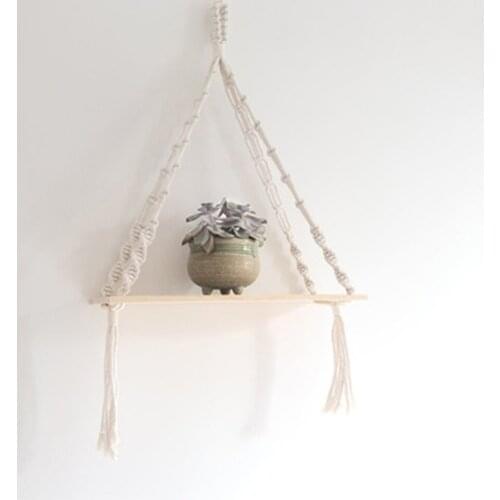 Shelves Shlef Weaving Rack Hook Cotton Rope Shelf Storage Racks Hooks Simplicity Handmade DIY Creative Boho Bedroom Frame