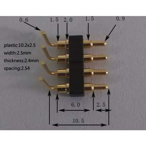 Tangda pogo pin connector 4P 4Pin bending connector of high temperature resistant high current spring needle Free Shipping