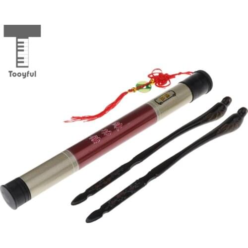 Tooyful Exquisite 1 Pair Ebony Dulcimer Hammer Mallets Sticks with 1x Storage Case Box Musical Instrument Parts