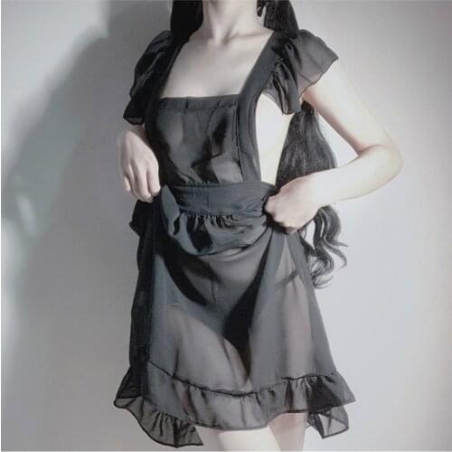 Japanese Cute Maid Uniform Babydoll Dress Erotic Lingerie Role Play Women Sexy Lingerie Cosplay French Apron Maid Servant Lolita