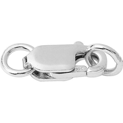 8Seasons Sterling Silver Lobster Clasps Silver Color Rectangle W/ Closed Soldered Jump Ring DIY Making Jewelry Findings,1Piece
