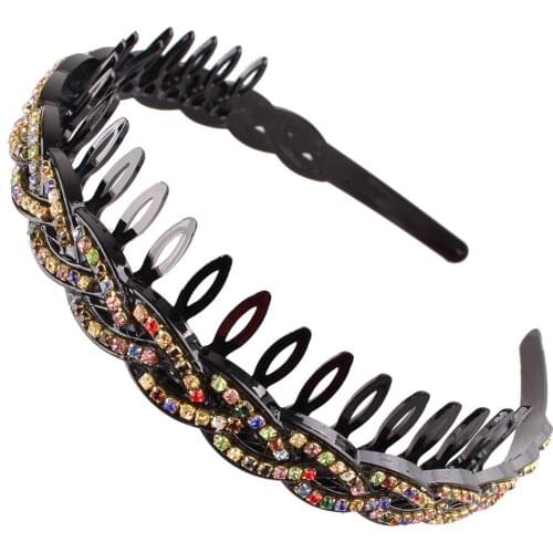 Female Alice Hairband Bezel Headband Girls Women Sports Hair Band Hoop Top Metal Double Bangs Flower Rhinestone Hair Accessories