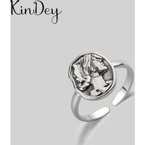 Boho Antique Silver Color Queen Rings For Women Men Statement Jewelry Finger Ring anillos mujer bijoux Wholesale