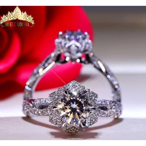1 Carat ct Wedding Moissanite Diamond Ring Genuine 18K 750 White Gold